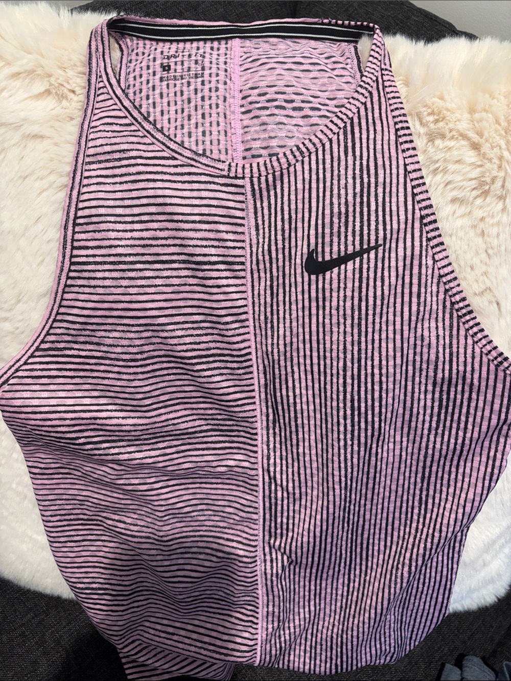 Nike Pink and Black Striped Racerback Tank